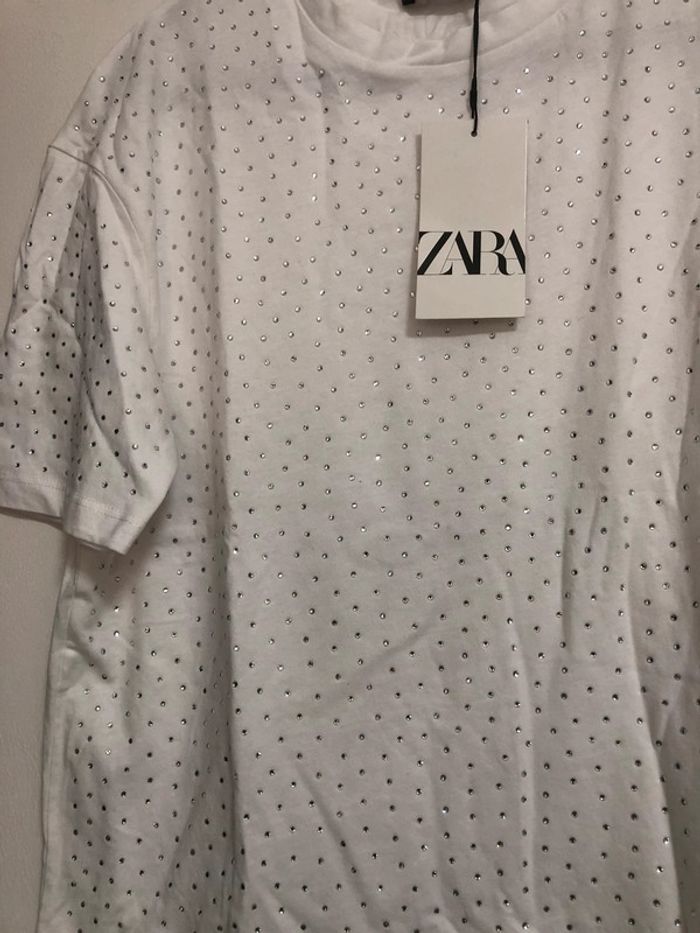 Superbe beau t-shirt à strass Zara neuf avec étiquette taille M - photo numéro 4