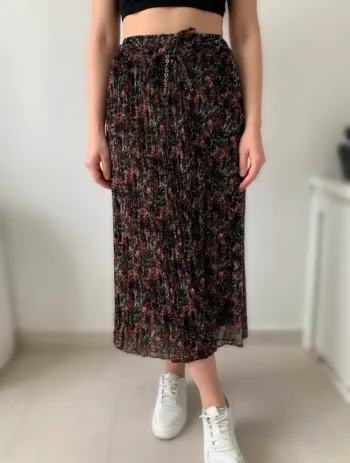 Jupe longue IKKS plissée fleurie – très élégante et bohème chic - taille xs
