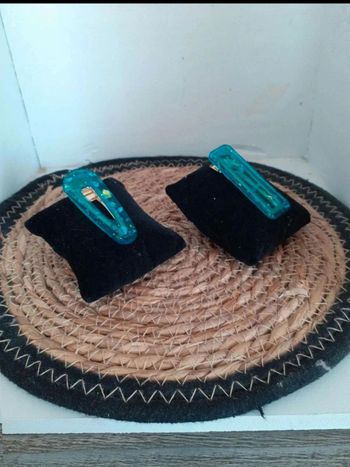 Barrette  cheveux bleu pailleté n°1