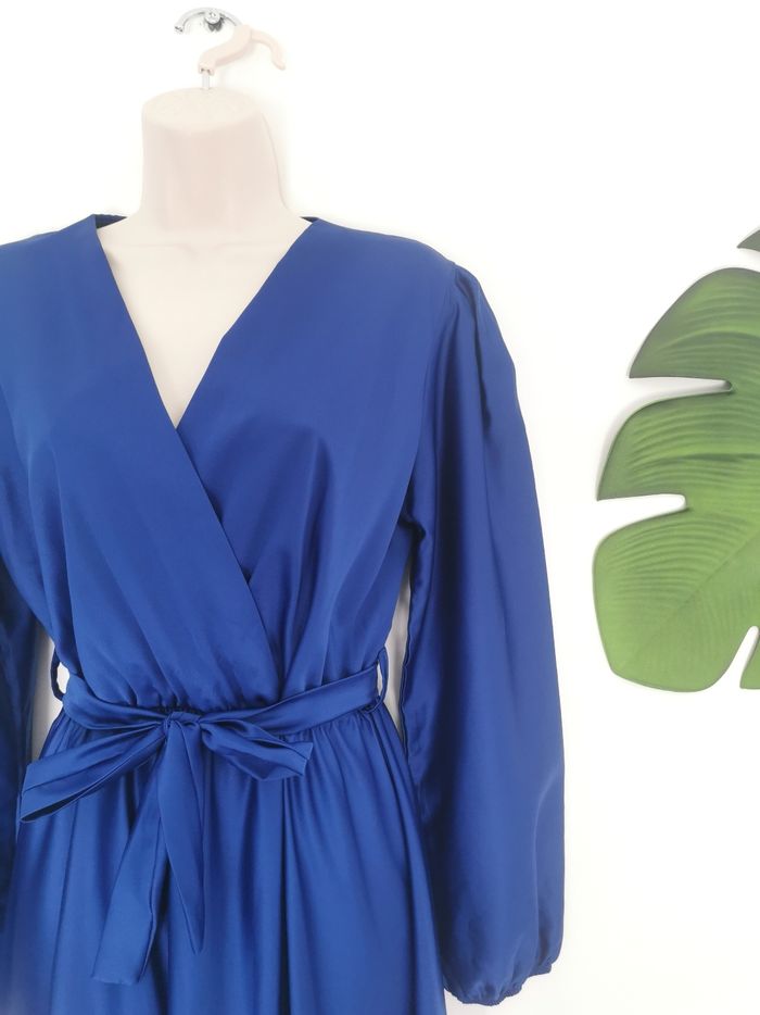 Maxi dress, robe longue satinée bleu roi Émilie Fashion Paris Taille Unique - photo numéro 5