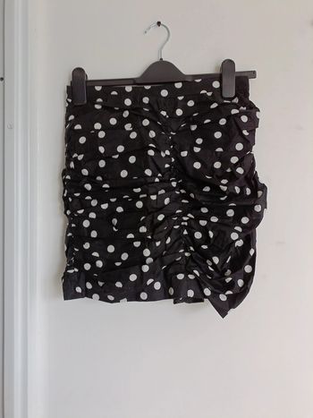 Mini Jupe Drapée noir petit pois Coton et elasthane Gemo Taille 36