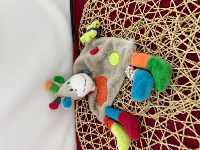 Doudou plat girafe vache gris à pois écharpe rayé SIMBA TOYS - photo numéro 2