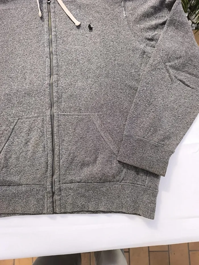 Sweat zippé homme taille XL Ralph Lauren gris logo noir - photo numéro 5