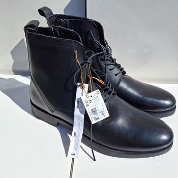 Bottines à Lacets En Cuir  Noir Homme Neuve Bonobo