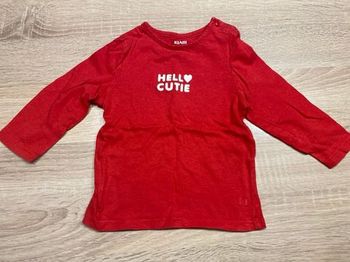 T-shirt manches longues rouge 9 mois fille