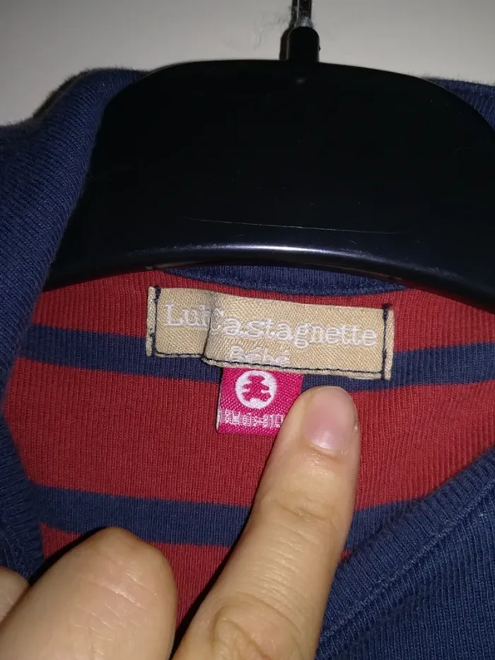 Tee-shirt à manches longues rouge et bleu, col chemise Lulu Castagnette, 18mois - photo numéro 3