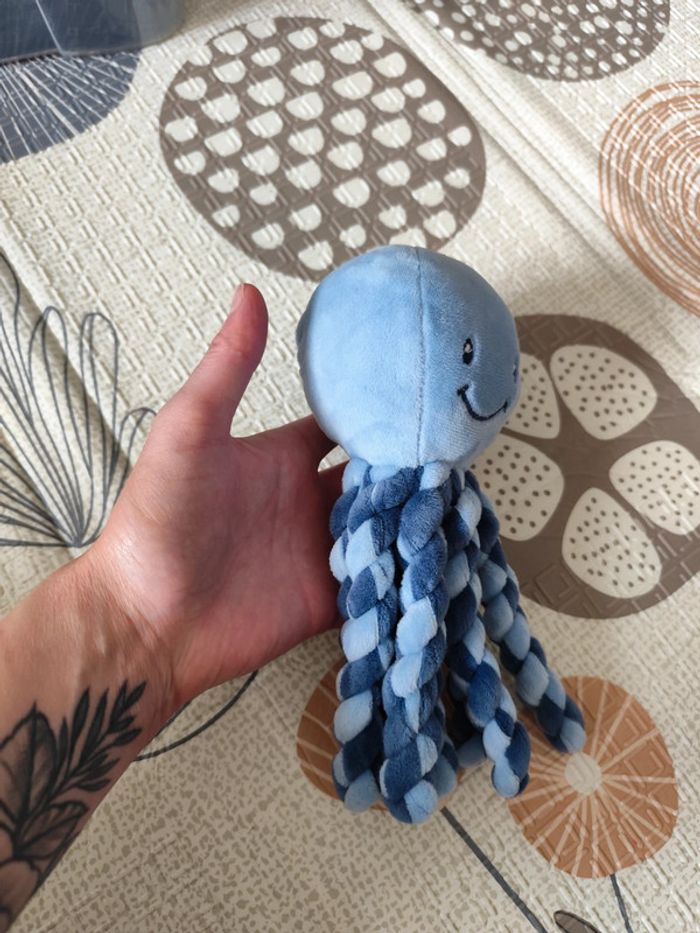 Pieuvre Nattou jamais servie bleu et marine peluche - photo numéro 4