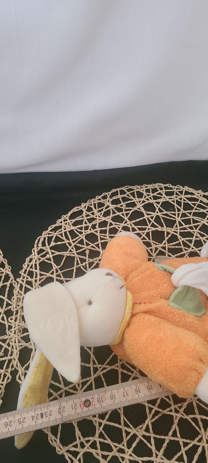 Doudou et compagnie lapin orange vert mouchoir - photo numéro 5