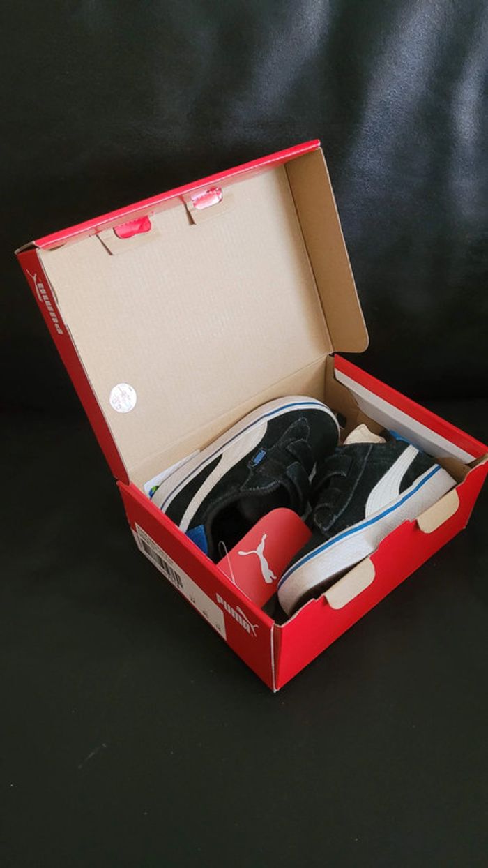Chaussures basket sneakers à scratch enfant Puma noires T 24 garçon - photo numéro 8
