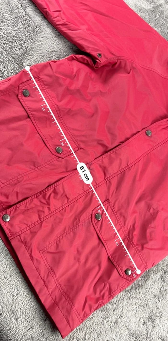 K-Way Manteau Imperméable Rouge Taille L – Col Velours Vintage - photo numéro 4