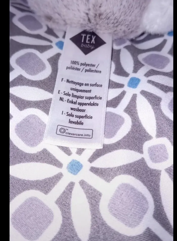 Petit doudou ourson gris et blanc, naissance, TEX, neuf - photo numéro 4