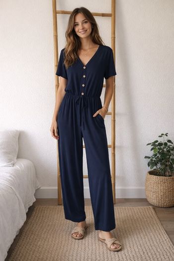 Combinaison fluide jambes larges bleu marine taille M neuve