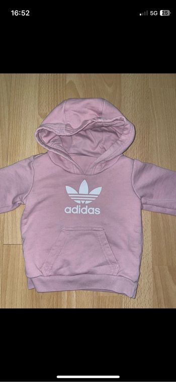 Sweat Adidas à capuche rose : 3/6 mois