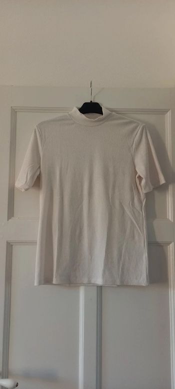 T-shirt H&M côtelé basics blanc 38