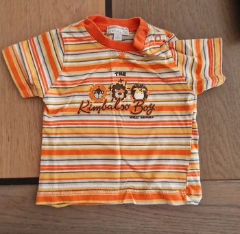 Tee-shirt  orange rayé  kimbaloo 3 mois en très bon état