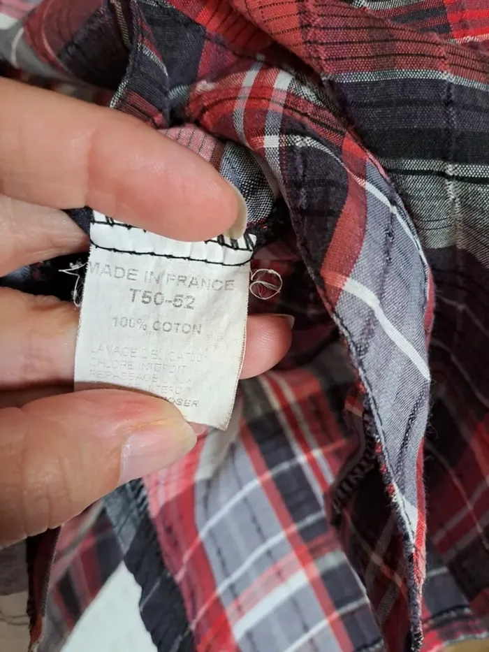 Chemise à carreaux rouge noire blanche femme vestistyle 50/52 comme neuve - photo numéro 3