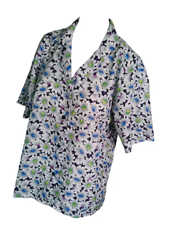 Chemise chemisier top blouse printemps été fleurs flower vintage retro country cottage