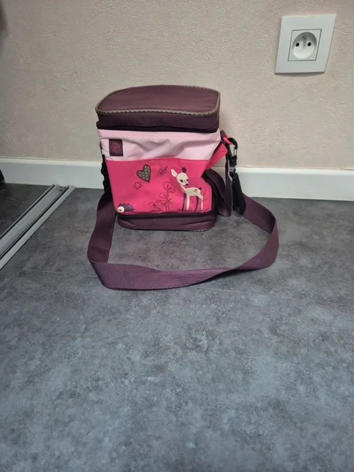 Sac à lunch isotherme pour enfants Lassig avec bandoulière réglable, motif petit faon