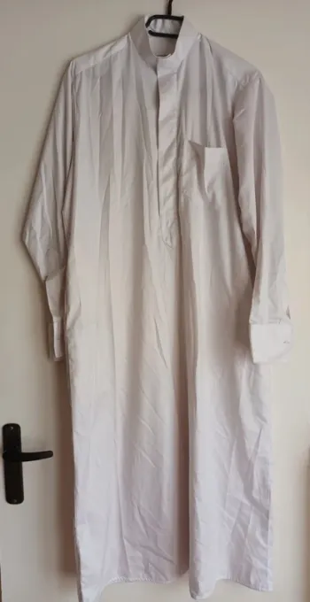 Qamis blanc satiné custom qamis taille 54