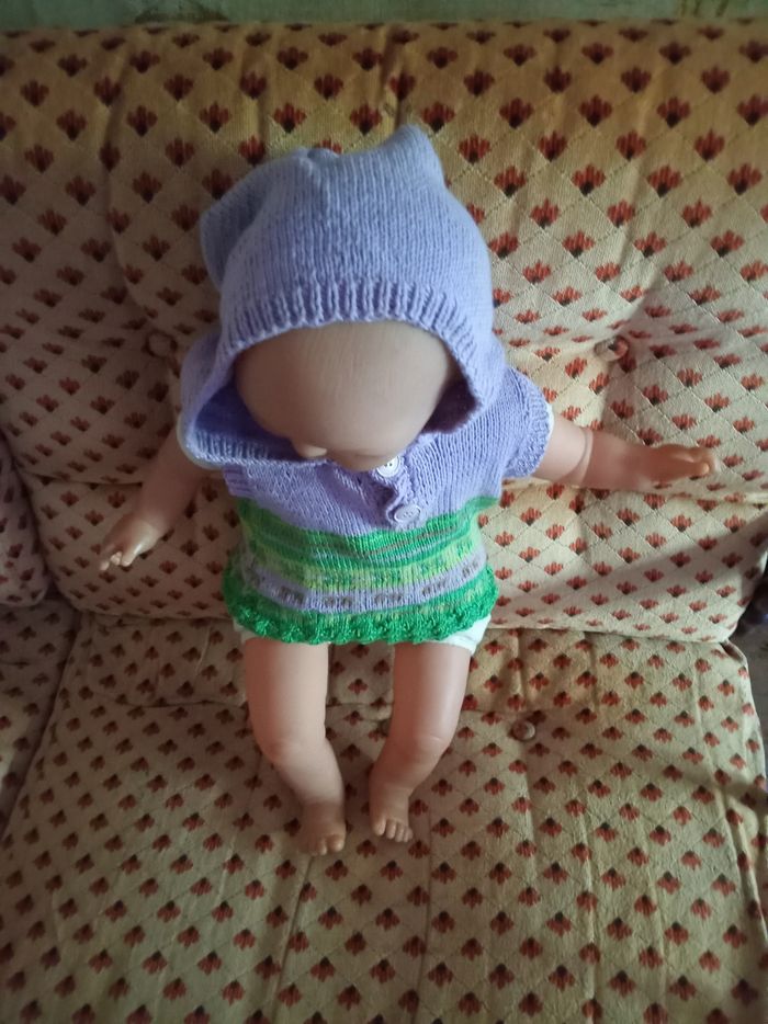 Pull à capuche garçon 6 mois fait main