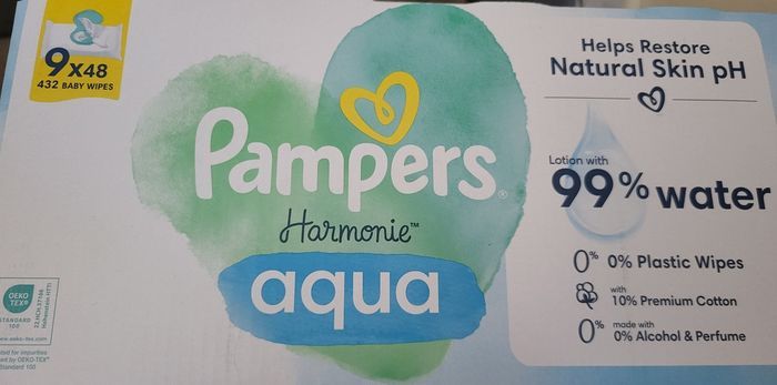 lots 2 cartons lingettes pampers harmonie aqua