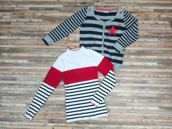Lot de 2 pulls/gilets rayures marinières taille XS 