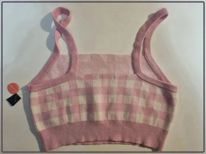 Crop top rose à carreaux - photo numéro 2