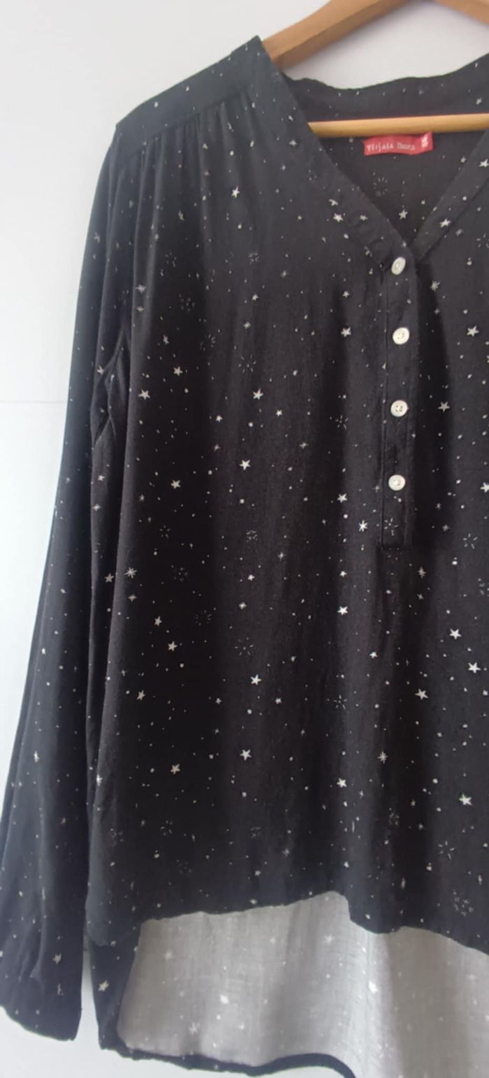 T-shirt imprimé "étoiles" noir et blanc "Tissaia Basics" Taille 44 - photo numéro 4