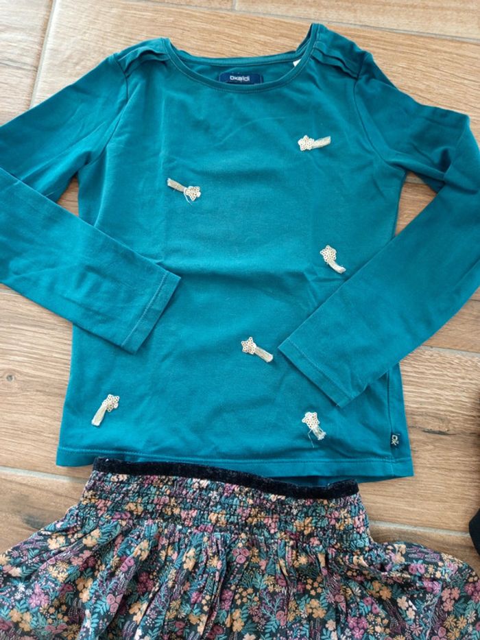 Ensemble jupe liberty noire et 2 tee shirt manches longues ( noir et bleu canard), 6 ans - photo numéro 4