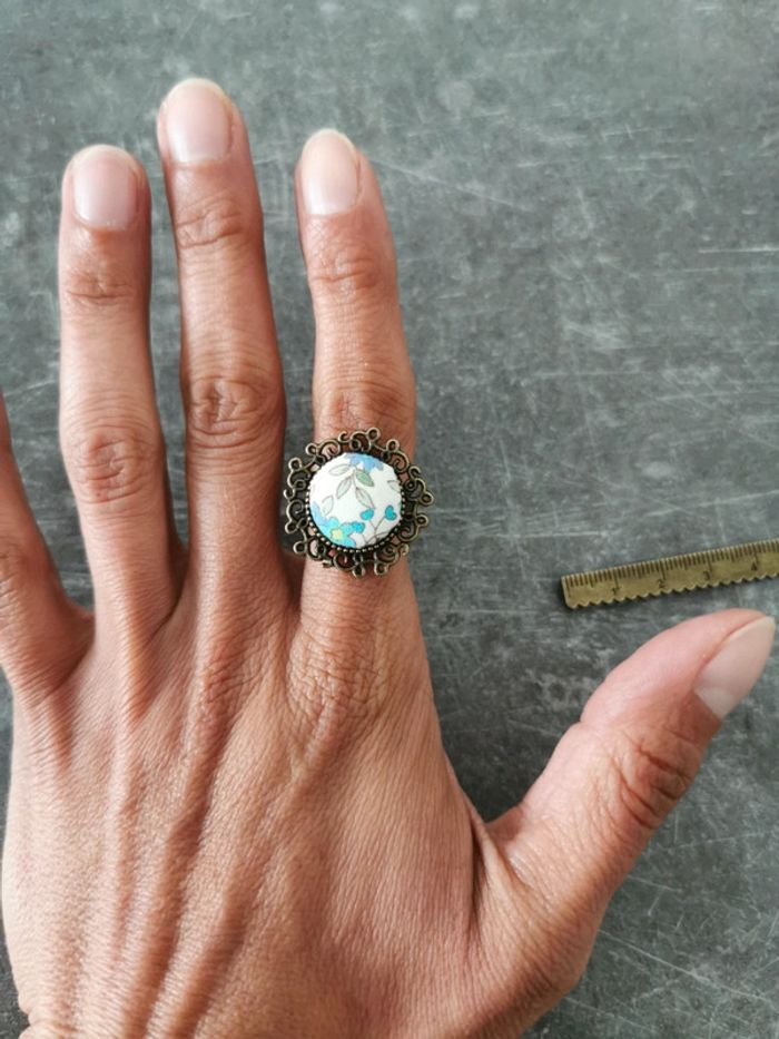 Bague réglable tissu neuve - photo numéro 1