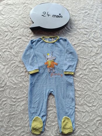 Pyjama grenouillère velours Garçon 24 mois Renne cerf Hiver Funny winter Gémo