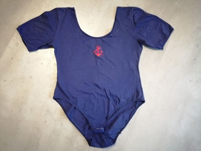 Body marine brodé ancre rouge