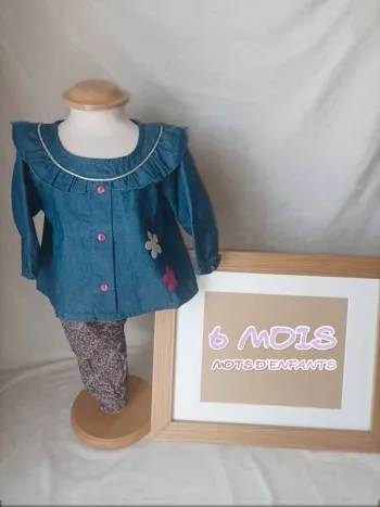 Superbe blouse manches longues effet jean neuve Mots d'Enfants fille 6 mois