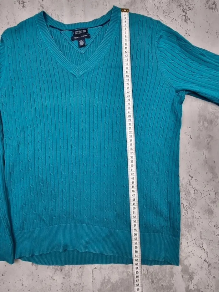 Pull torsadé col V Tommy Hilfiger bleu turquoise, XL Femmes - photo numéro 9
