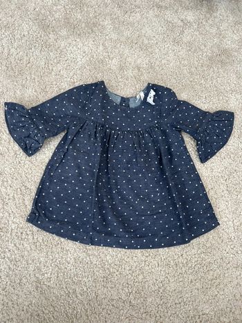 Tee-shirt manches trois-quart marine frou-frou fille comme neuf - 9 mois - Orchestra