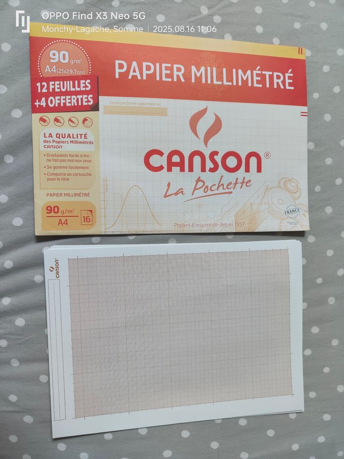 Papier millimétré canson pochette x16 feuilles 90g/M2 A4 21x29,7cm Réduction jusqu'à -70% - photo numéro 4