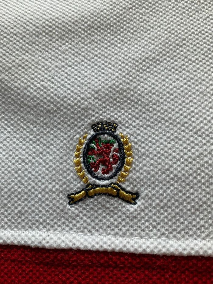 Polo blanc pour homme Tommy Hilfiger logo vintage taille L 025 - photo numéro 3