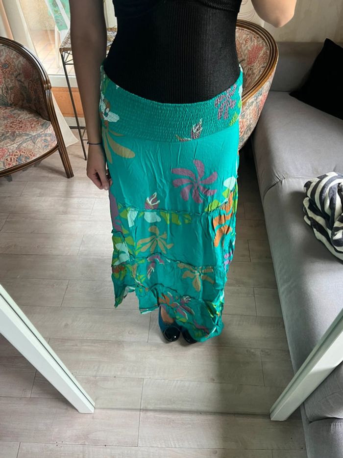 Jupe longue exotique maxi skirt bohème champêtre vintage y2k taille basse - photo numéro 3