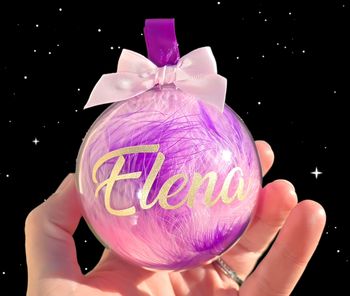 boule de noël personnalisée avec plumes