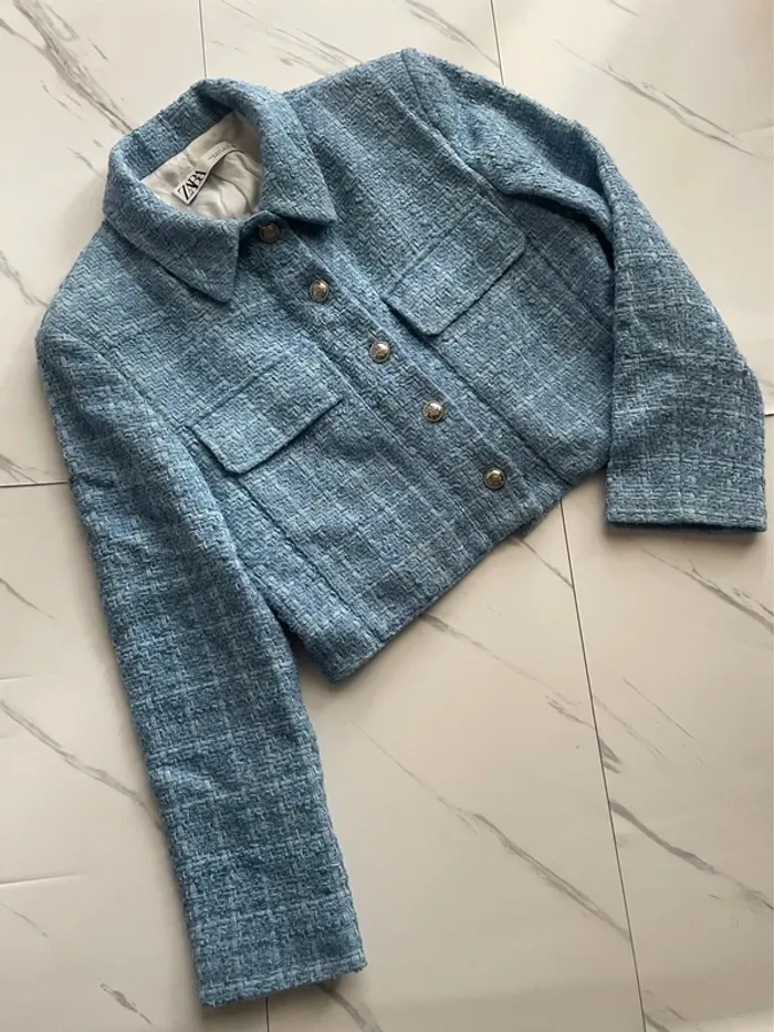 Zara Veste blazer tailleur cropped tweed taille M - photo numéro 6