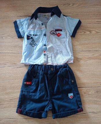 Ensemble chemisette short bleu