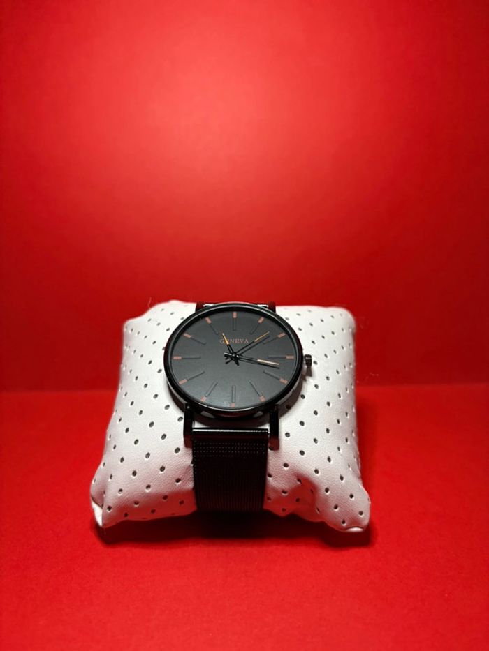 Montre Quartz Pour Hommes Geneva noir avec bracelet tissé - photo numéro 2