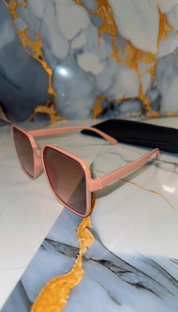 Lunettes de Soleil Fantaisie Neuves Marron Clair Rose - photo numéro 4
