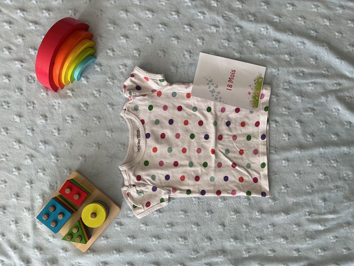 teeshirt manches longues blanc à pois multicolore 18/24 mois babygap - photo numéro 2