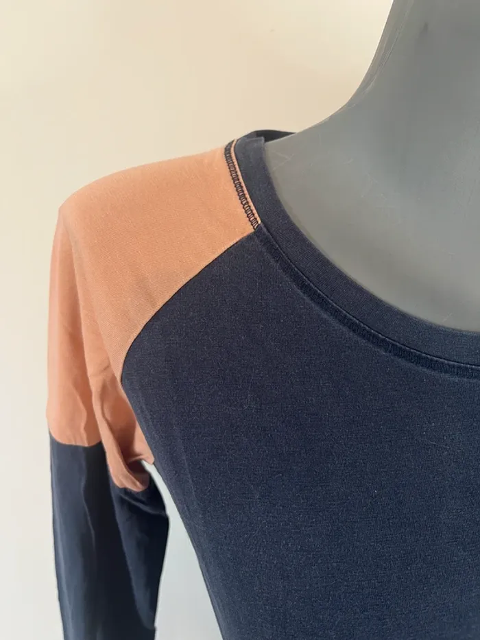 T-shirt manches longues Little Marcel femme M bleu marine chic bicolore intemporel - photo numéro 2