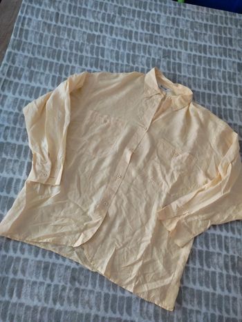 Chemise blouse chemisier jaune en soie rétro vintage Jasmi taille 42