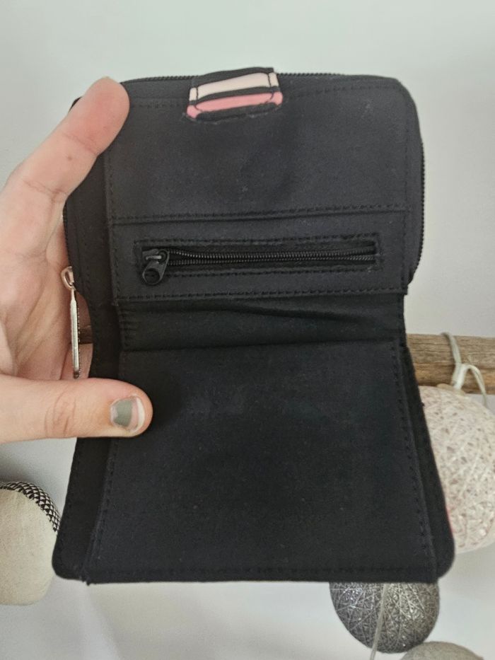 Porte monnaie Little Marcel rose et noir rayé - photo numéro 3