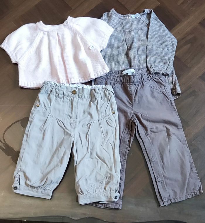 Ensemble t-shirt, gilet et 2 pantalons 18 mois