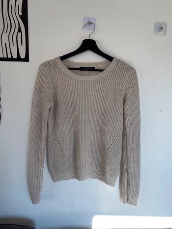 Pull en laine beige et doré
