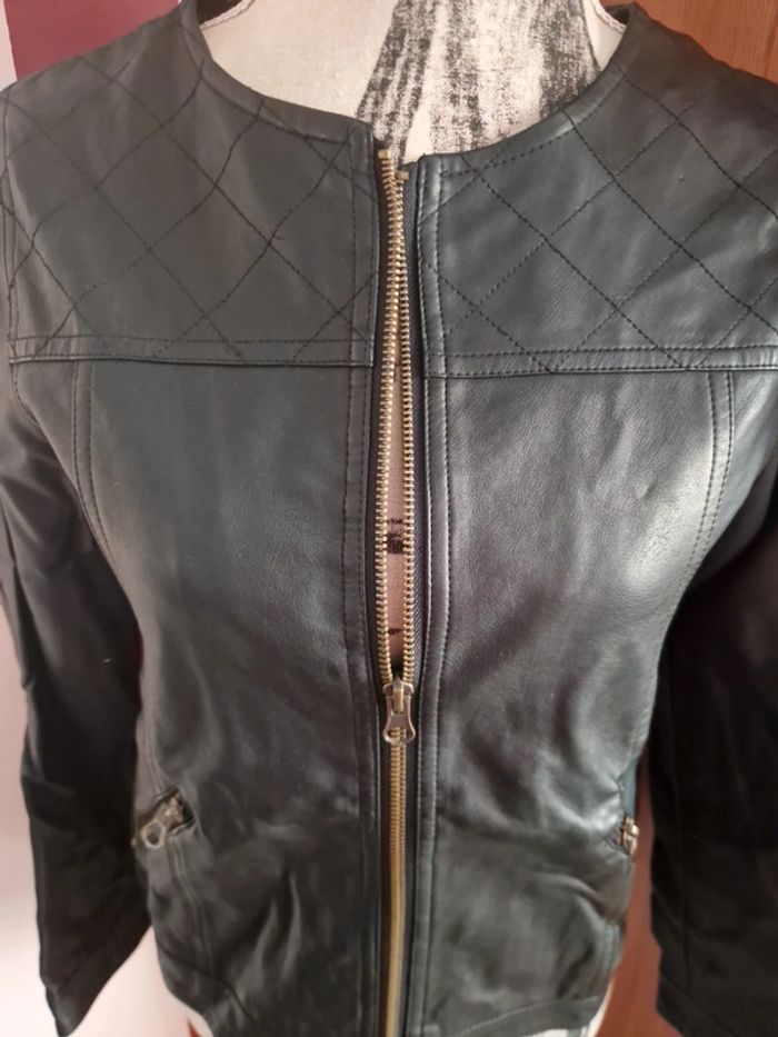 Veste noire imitation cuir - photo numéro 2